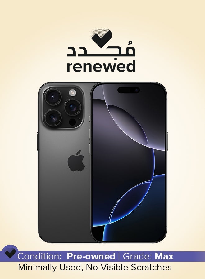 Apple Renewed - iPhone 16 Pro 128GB Black Titanium 5G With Facetime - International Version & Renewed - E310 True Wireless Stereo Earbuds, Bluetooth 5.3, 13mm Drivers, AI Call Noise Reduction, 20 Hours Playtime, USB-C Charging, Lightweight - Black , with 1-Year Replacement Warranty Bundle - Image 2